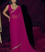 Magenta sequin embroidery work georgette designer saree for women