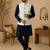 Men's silk blue embroidery kurta-jacket-set