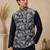 Men's silk blue embroidery kurta-jacket-set