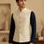 Men's silk blue embroidery kurta-jacket-set