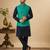 Men's silk blue embroidery kurta-jacket-set