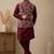 Men's silk maroon embroidery kurta-jacket-set