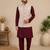 Men's silk maroon embroidery kurta-jacket-set