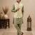 Men's silk green embroidery kurta-jacket-set