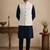 Men's silk blue embroidery kurta-jacket-set