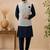 Men's silk blue embroidery kurta-jacket-set