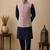 Men's silk blue embroidery kurta-jacket-set