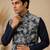 Men's silk blue embroidery kurta-jacket-set