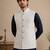 Men's silk blue embroidery kurta-jacket-set