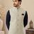 Men's silk blue embroidery kurta-jacket-set