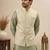 Men's silk green embroidery kurta-jacket-set