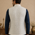 Men's silk blue embroidery kurta-jacket-set