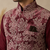 Men's silk maroon embroidery kurta-jacket-set