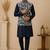 Men's silk blue embroidery kurta-jacket-set