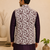 Men's silk maroon embroidery kurta-jacket-set
