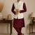 Men's silk maroon embroidery kurta-jacket-set