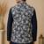 Men's silk blue embroidery kurta-jacket-set