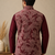 Men's silk maroon embroidery kurta-jacket-set