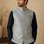 Men's silk blue embroidery kurta-jacket-set