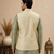 Men's silk green embroidery kurta-jacket-set