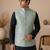 Men's silk blue embroidery kurta-jacket-set