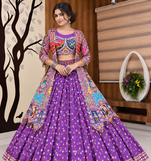 Muslin Cotton Double Layer Lehenga Choli Set With Mirror Work