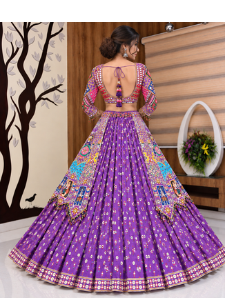 Muslin Cotton Double Layer Lehenga Choli Set With Mirror Work 2