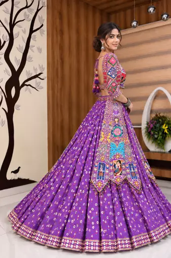 Muslin Cotton Double Layer Lehenga Choli Set With Mirror Work