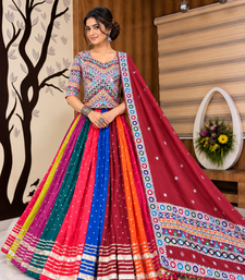 Muslin Cotton Double Layer Lehenga Choli Set With Mirror Work
