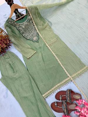 pastel pista designer kurti palazzo set with dupatta 2
