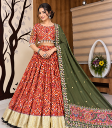 Muslin Cotton Lehenga Choli Set With Mirror Work And Kodi Lace