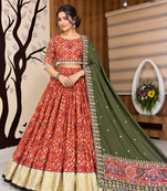 Muslin Cotton Lehenga Choli Set With Mirror Work And Kodi Lace