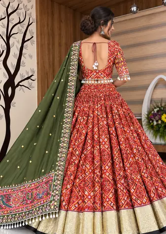 Muslin Cotton Lehenga Choli Set With Mirror Work And Kodi Lace