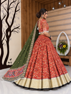 Muslin Cotton Lehenga Choli Set With Mirror Work And Kodi Lace 3