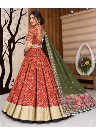 Muslin Cotton Lehenga Choli Set With Mirror Work And Kodi Lace 4