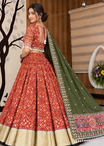 Muslin Cotton Lehenga Choli Set With Mirror Work And Kodi Lace