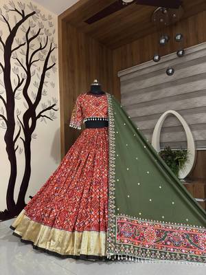 Muslin Cotton Lehenga Choli Set With Mirror Work And Kodi Lace 5