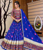 Muslin Cotton Lehenga Choli Set With Mirror Work And Lampi Lace