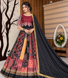 Muslin Cotton Lehenga Choli Set With Mirror Work And Patchwork