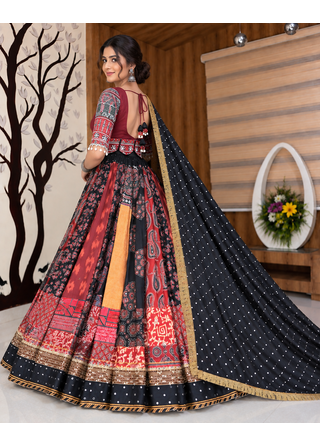 Muslin Cotton Lehenga Choli Set With Mirror Work And Patchwork 4
