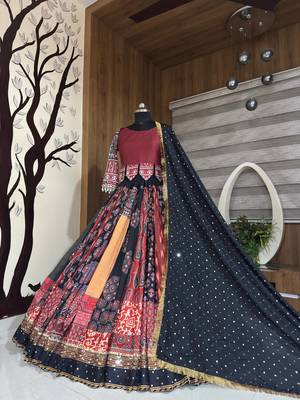 Muslin Cotton Lehenga Choli Set With Mirror Work And Patchwork 5