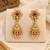 Multicolor antique gold-plated agate stone necklace set with jhumki earrings