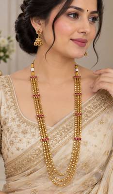 Multicolor antique gold-plated agate stone necklace set with jhumki earrings 1