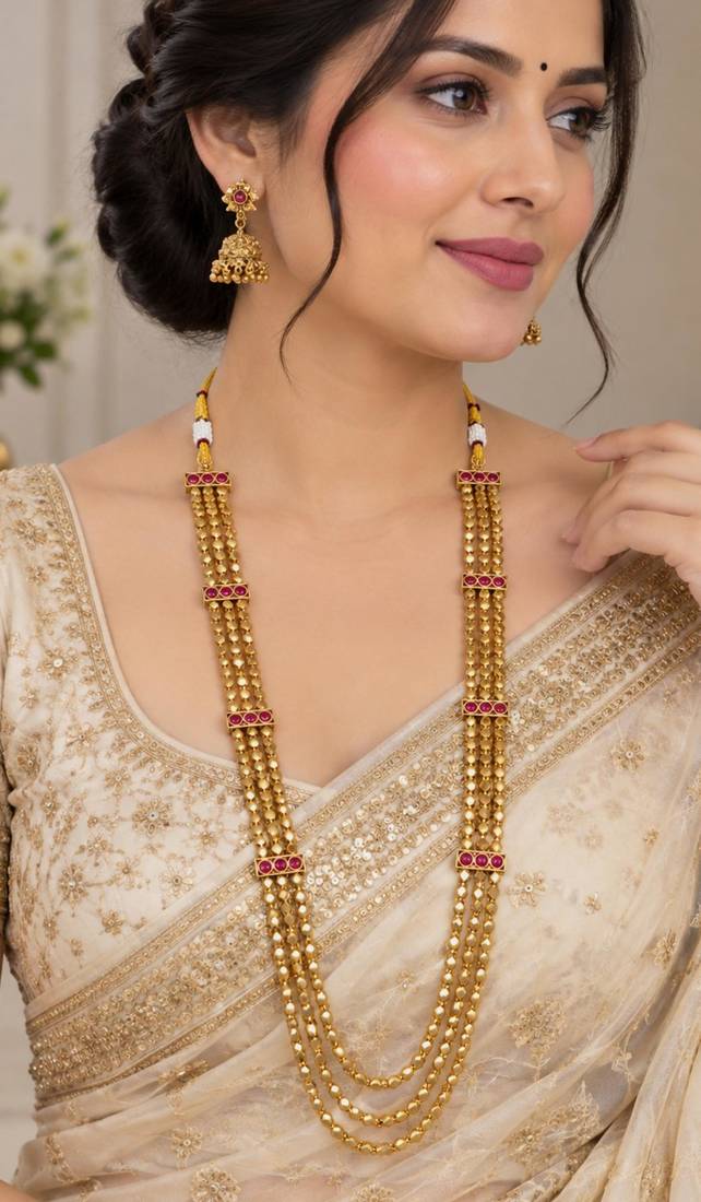 Multicolor antique gold-plated agate stone necklace set with jhumki earrings
