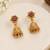 Multicolor antique gold-plated agate stone necklace set with jhumki earrings