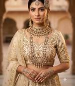 Champion antique gold-plated agate stone two-layer necklace set with earrings, pasha, nath, panja & tika