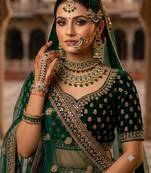 Green antique gold-plated agate stone two-layer necklace set with jhumki earrings, pasha & nath