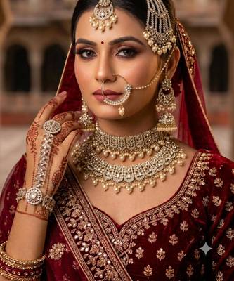 Champion antique gold-plated agate stone two-layer necklace set with jhumki earrings, pasha & nath 1