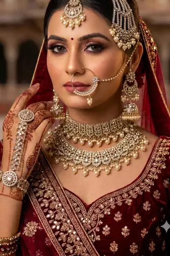 Champion antique gold-plated agate stone two-layer necklace set with jhumki earrings, pasha & nath