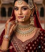 Champion antique gold-plated agate stone two-layer necklace set with jhumki earrings, pasha & nath